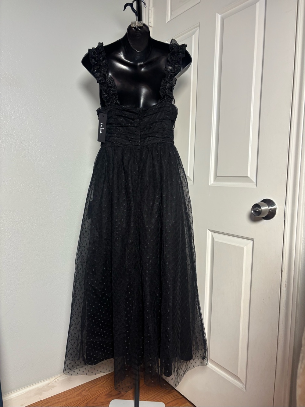 Lulu's Forever celebrated Polka Dot Midi Tulle Dress with Ruffle Straps - Picture 10 of 16
